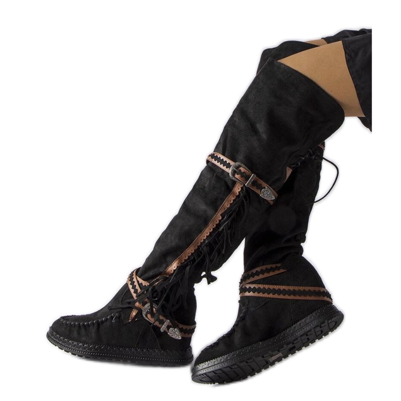 Botas cuña negras negro Botas cuña negras negro