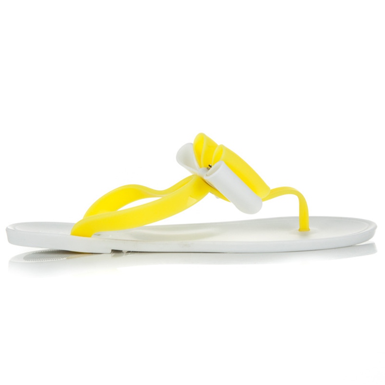 L. Day Pantuflas De Goma Con Lazo amarillo blanco L. Day Pantuflas De Goma Con Lazo amarillo blanco