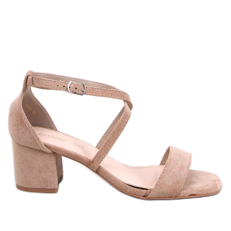 Sandalias caqui tacón bajo beige