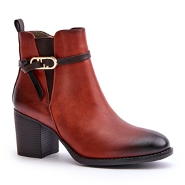 Jezzi Botas de Mujer de Tacón Alto, Aislantes, con Correa, Marrón Zinithia