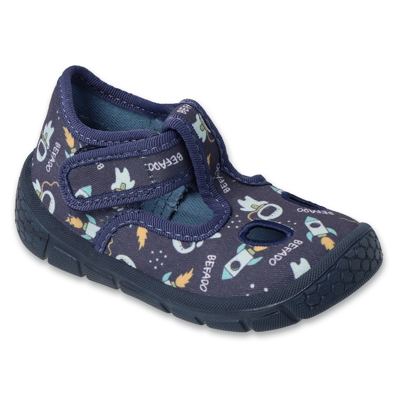 Pantuflas infantiles befado azul marino con velcro 630P018 Soft-B