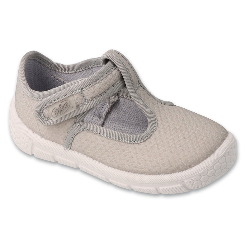 Pantuflas infantiles befado con velcro, gris 629P004 Soft-B