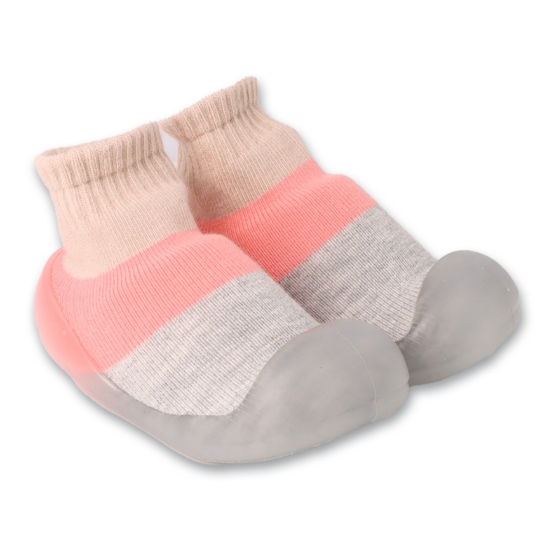 Botita bebe befado elastico rosa y gris con calcetines 002P084 Botita bebe befado elastico rosa y gris con calcetines 002P084