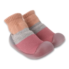 Botita bebe befado rosa/beige/gris con calcetines 002P085