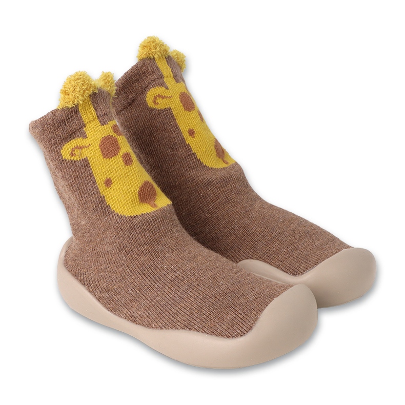 Zapato bebé befado marrón con motivo animal amarillo 002P078