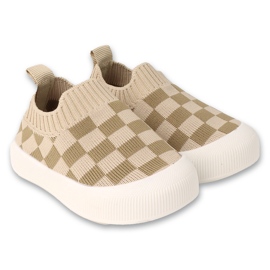 Zapato bebe befado beige cuadros marrones 002P061