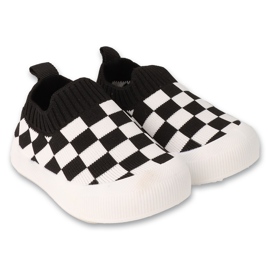 Zapato bebe befado negro estampado cuadros blancos 002P060