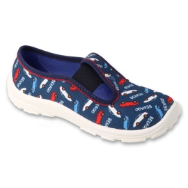 Pantuflas infantiles befado con gomas elásticas, 975X193, azul marino con estampado de coches Pantuflas infantiles befado con gomas elásticas, 975X193, azul marino con estampado de coches