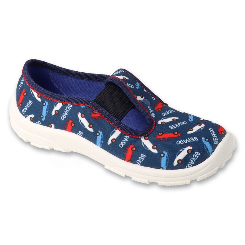 Pantuflas infantiles befado con gomas elásticas, 975X193, azul marino con estampado de coches Pantuflas infantiles befado con gomas elásticas, 975X193, azul marino con estampado de coches