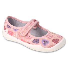 Pantuflas infantiles befado con velcro, suela transpirable, 114X544, rosa