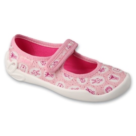 Pantuflas infantiles befado con velcro, suela transpirable, 114X547, rosa