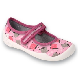 Pantuflas infantiles befado con velcro, suela transpirable, 114X549, rosa