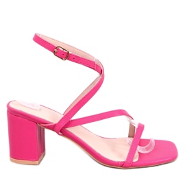 Sandalias tacón fucsia rosado