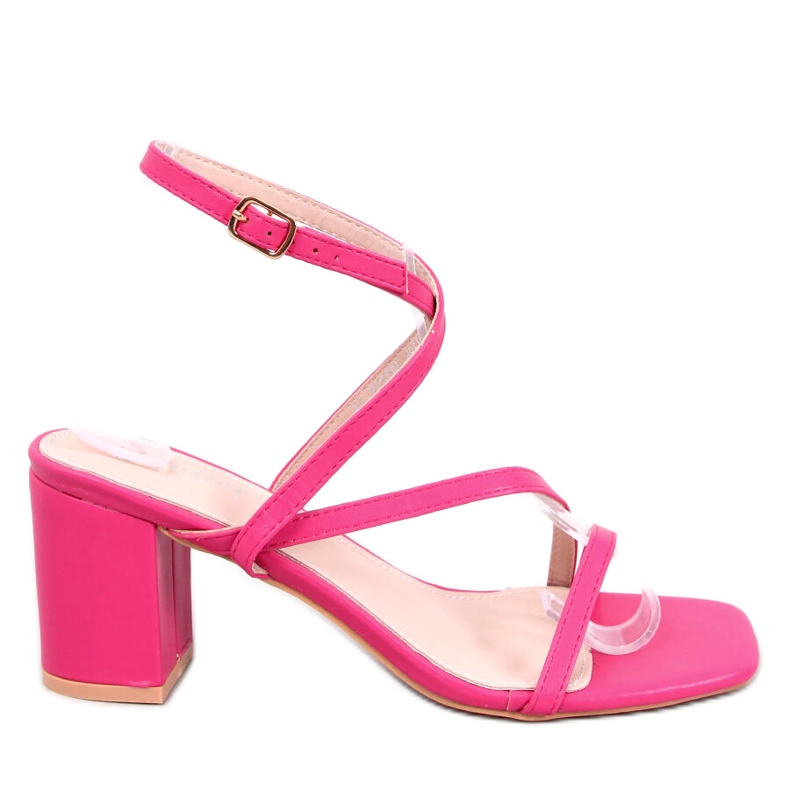 Sandalias tacón fucsia rosado