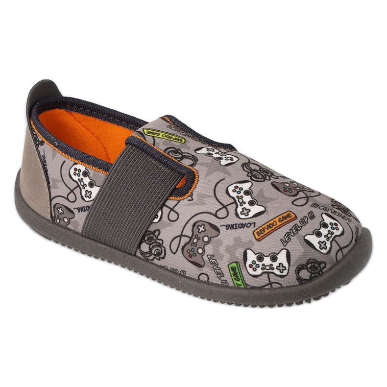 Pantuflas infantiles befado, aplicación de piel, fondo elástico, 901Y021, gris