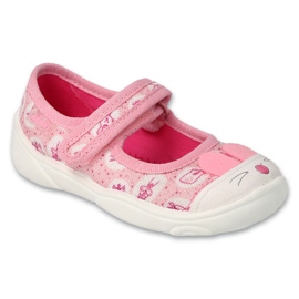 Pantuflas infantiles befado 209P040 con velcro, rosa rosado
