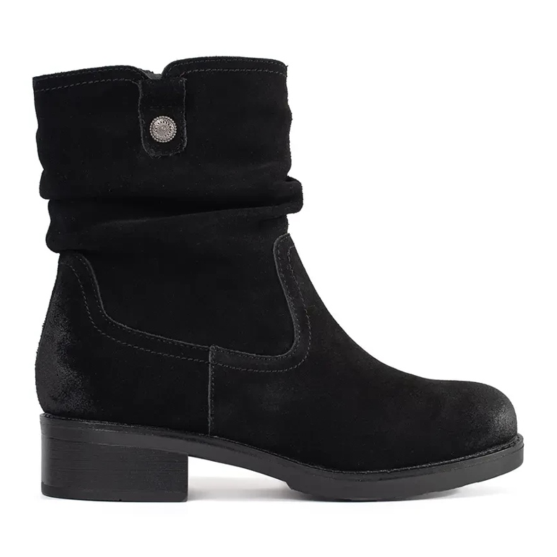 Botines negros con parte superior de cuero con volantes de Sergio Leone
