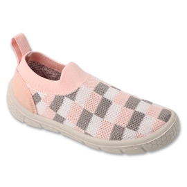 Pantuflas infantiles befado 102X027 rosa con estampado de cuadros grises rosado