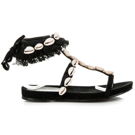 Vices Sandalias atadas con conchas negro