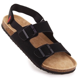 Sandalias de hombre con hebillas, negras Big Star LL174208 negro