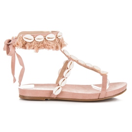 Vices Sandalias atadas con conchas rosado