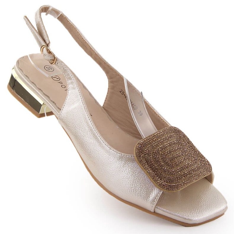 Sandalias elegantes de mujer con decoración de circonitas doradas Potocki WS43314 dorado