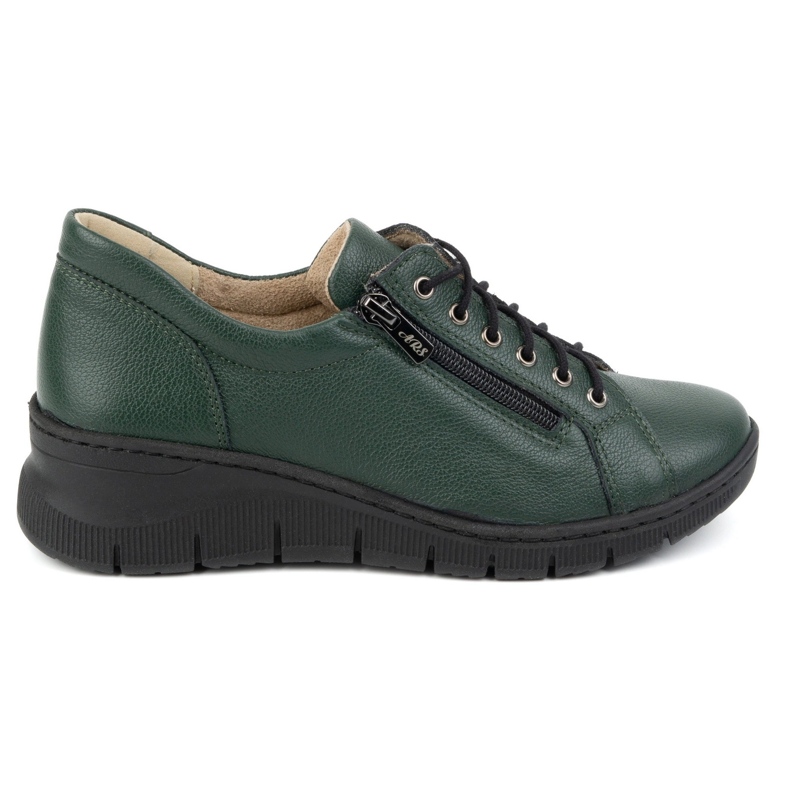 Olivier Zapatos de mujer de piel con suela gruesa, 1236 verde