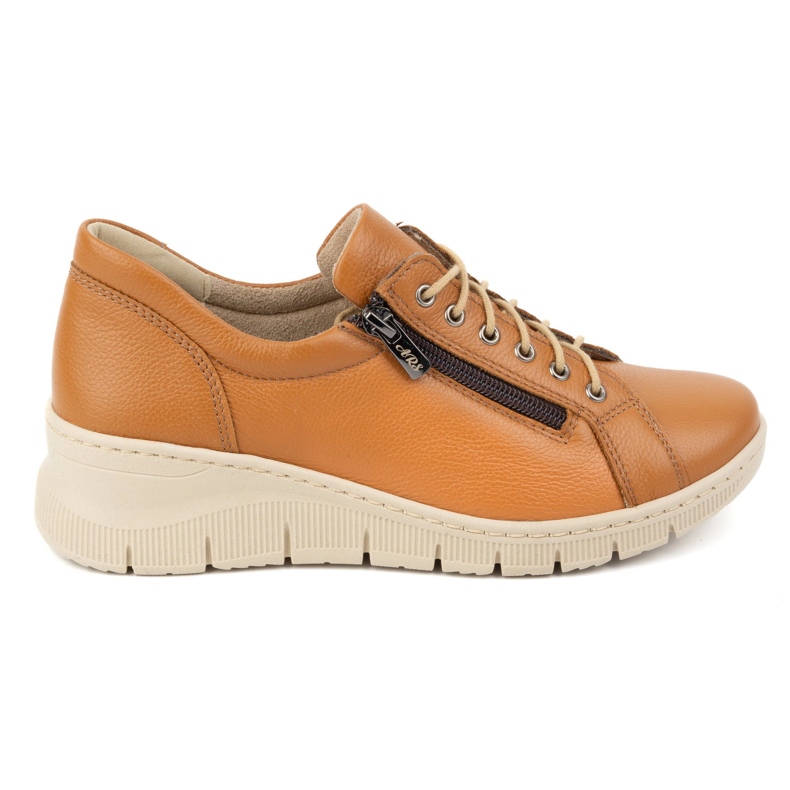 Olivier Zapatos de mujer de piel con suela de cuña gruesa, 1236, rojo naranja