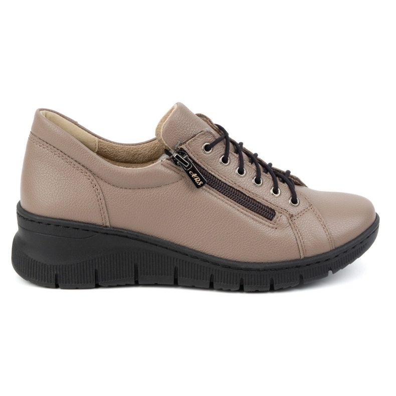 Olivier Zapatos mujer de piel con cuña, suela gruesa, 1236 capuchino beige
