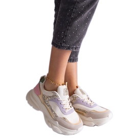 Zapatillas multicolores con insertos de brillo beige