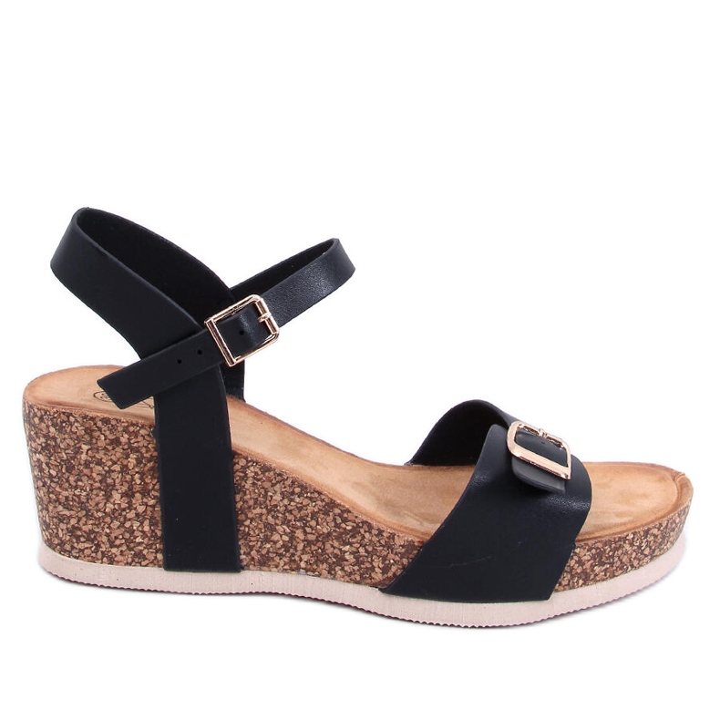 Sandalias cuña corcho negro
