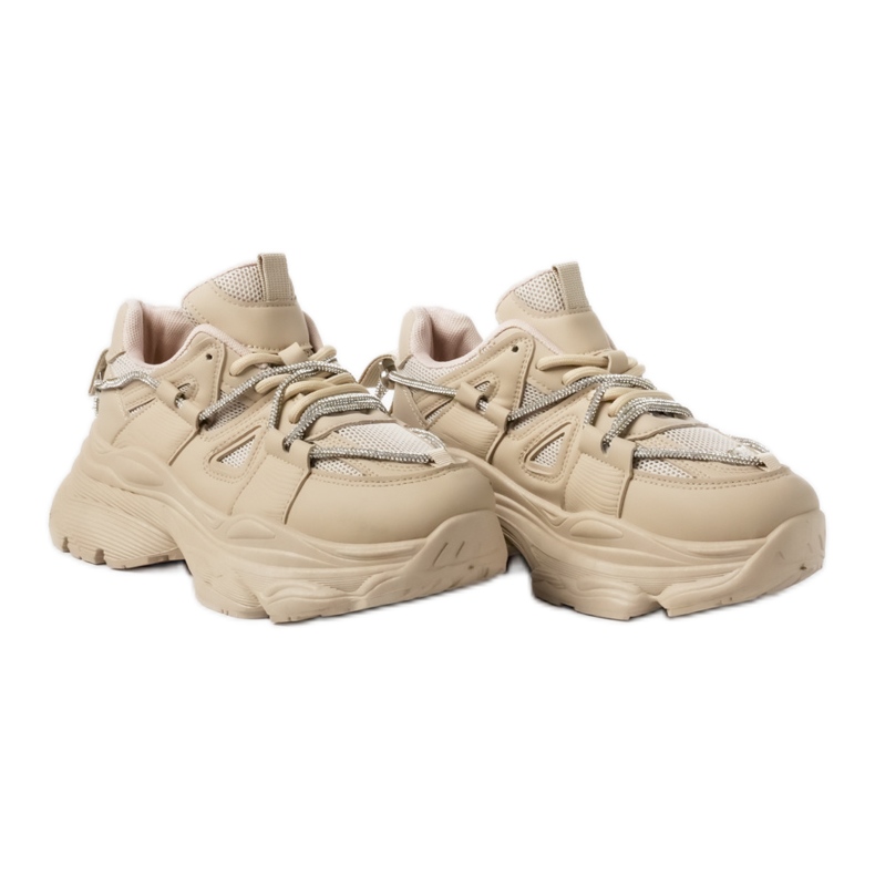 Deportivas plataforma mujer beige
