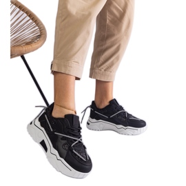 Zapatillas de deporte para mujeres negras con brillo negro Zapatillas de deporte para mujeres negras con brillo negro