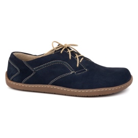 Olivier Zapatos de cuero minimalista de mujer descalzo 1082 Navy Nubuk azul