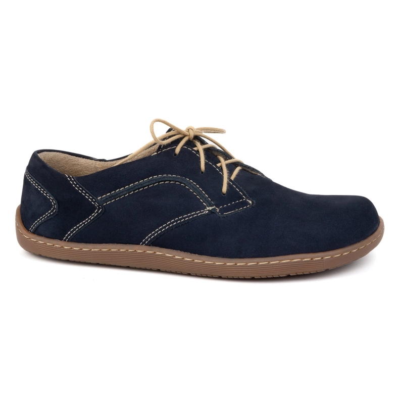 Olivier Zapatos de cuero minimalista de mujer descalzo 1082 Navy Nubuk azul