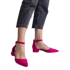 Zapatos de tacón bajo rosa oscuro