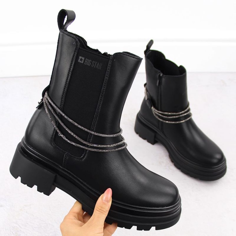 Botas de piel Big Star W INT2053 INT2053 negro