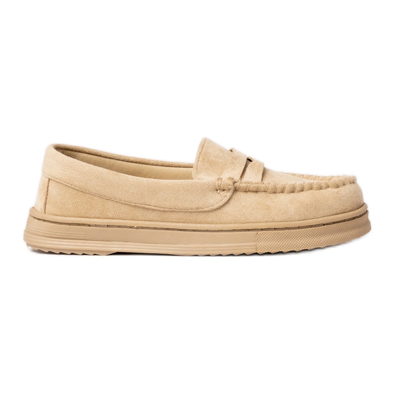 Mocasines de gamuza beige para mujeres
