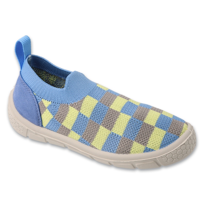 Zapatillas para niños de Befado insertadas en azul a cuadros 102x029