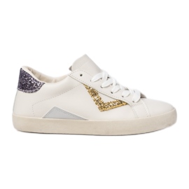 Insertos de oro de zapatillas de deporte para mujeres blanco