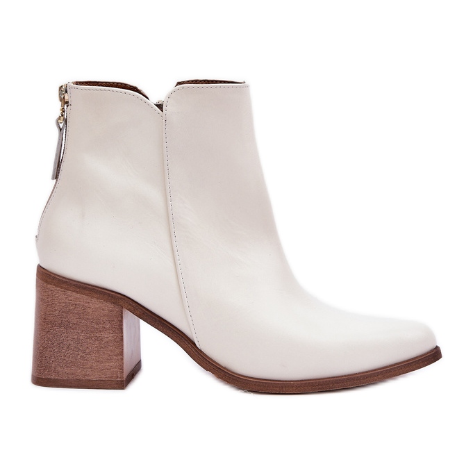 Bots en el poste de cuero natural Zazoo 3673 White blanco Bots en el poste de cuero natural Zazoo 3673 White blanco