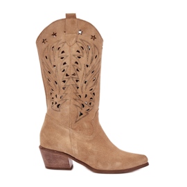 Botas de ante con un beige superior de Zazoo 3609