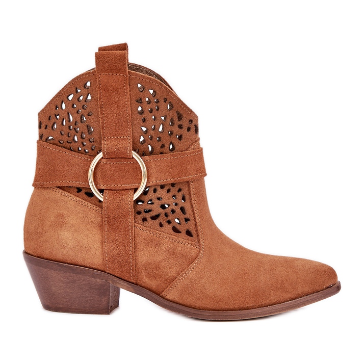 Zazoo 2994 Camel Openwork Cowboy Boots marrón