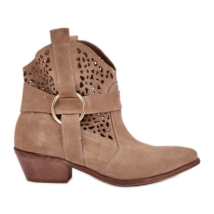 Zazoo 2994 Beige Openwork Cowboy Boots