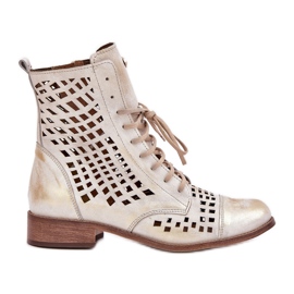 Zazoo 2627 Botas doradas de cuero abierta limpia dorado