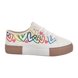 Zapatillas de deporte para mujeres en corazones blancos