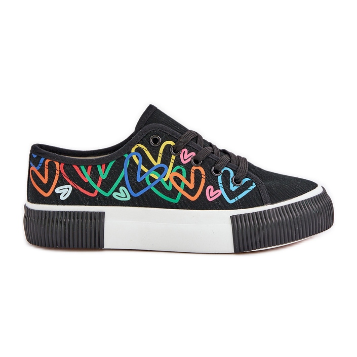 Zapatillas de deporte para mujeres en corazones negros