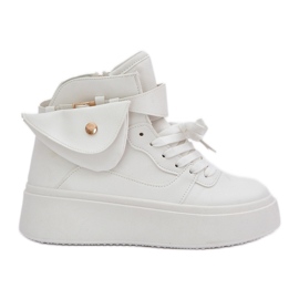 Zapatillas de deporte altas con un bolsillo en la plataforma blanca blanco