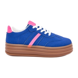 Zapatillas de deporte femeninas en la plataforma de color rosa azul