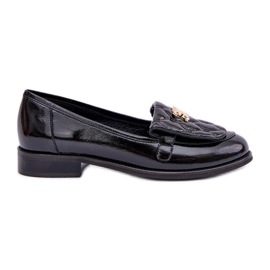 Mocasines barnizados de cuero con una decoración dorada Laura Messi 2927 Negro